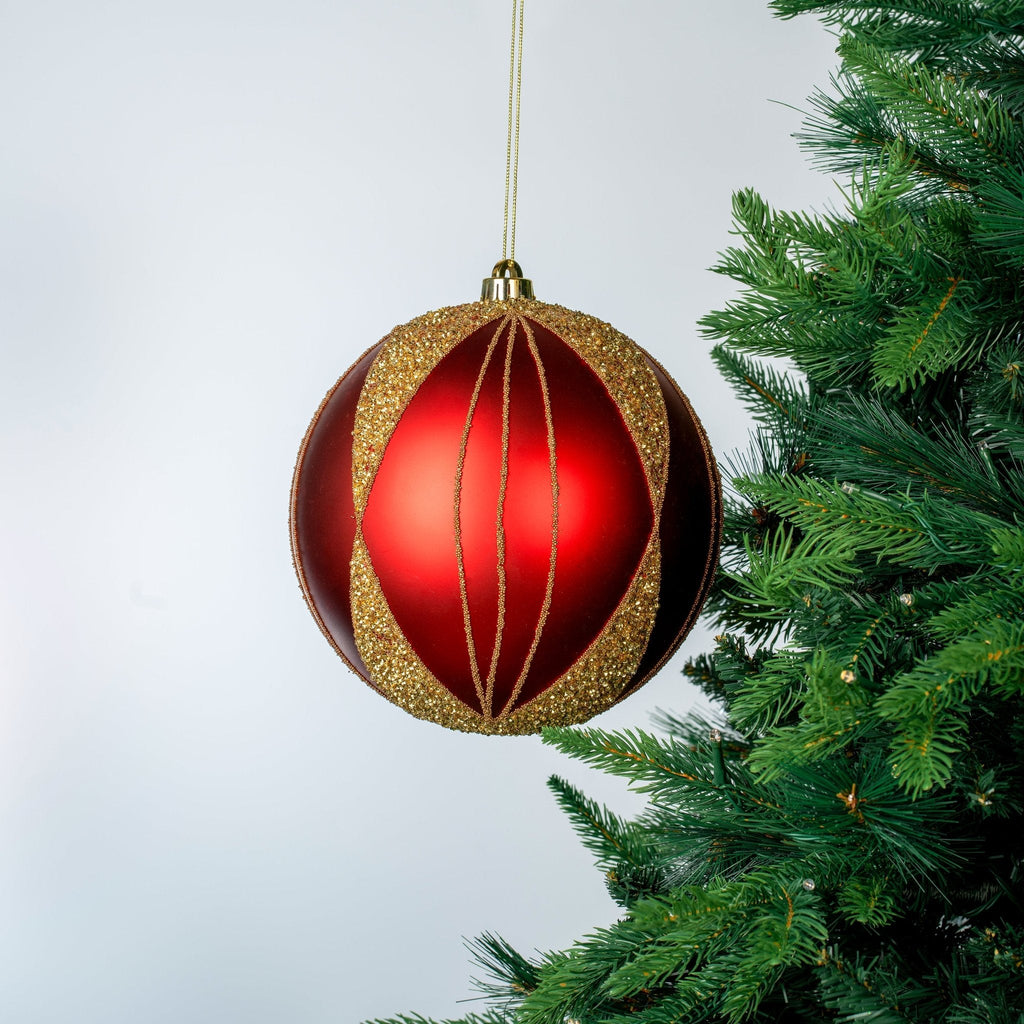 Matte Red & Gold 8" Ball Ornament