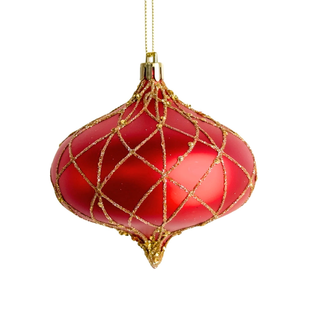 Matte Red & Gold Onion Ornament
