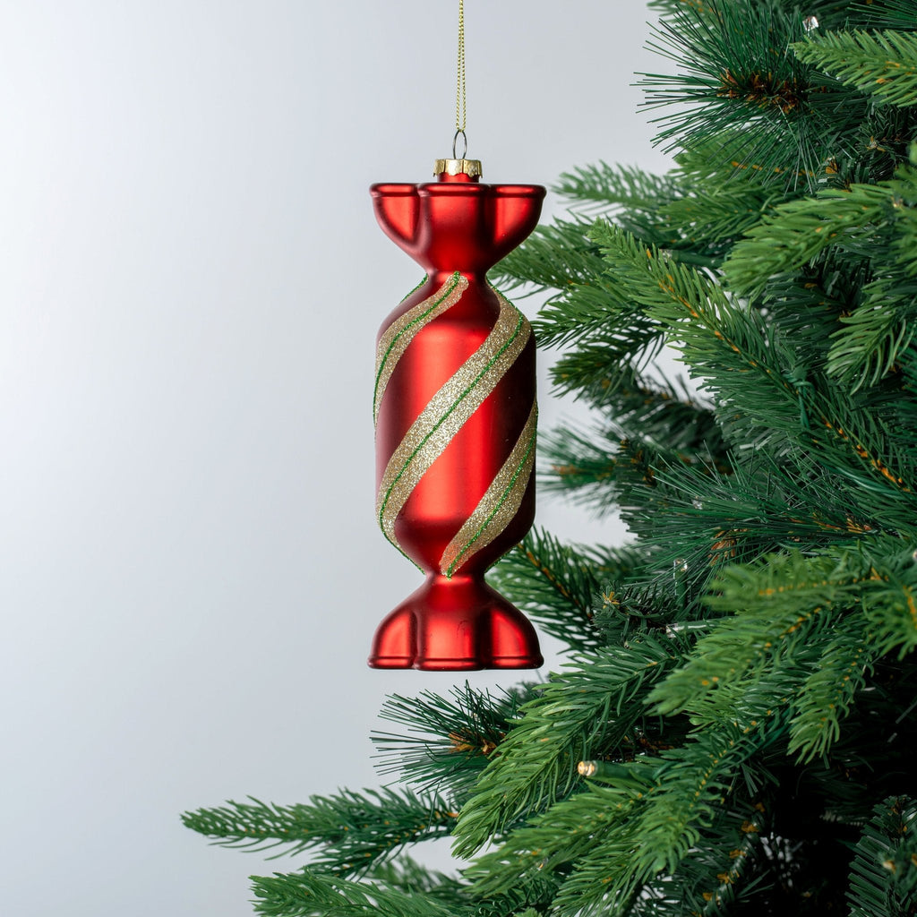 Matte Red, Green & Champagne 7" Toffee Ornament