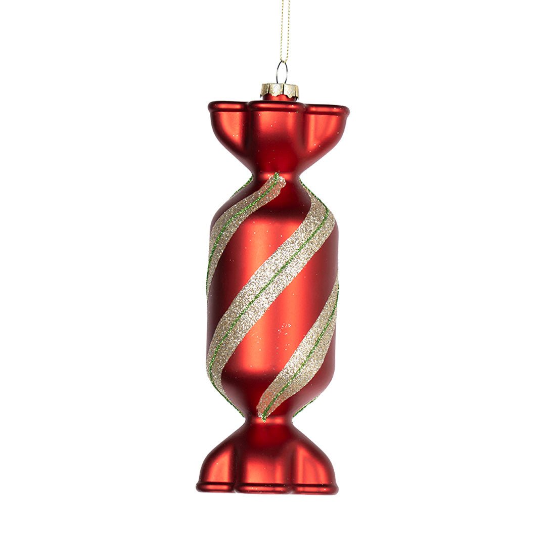 Matte Red, Green & Champagne 7" Toffee Ornament