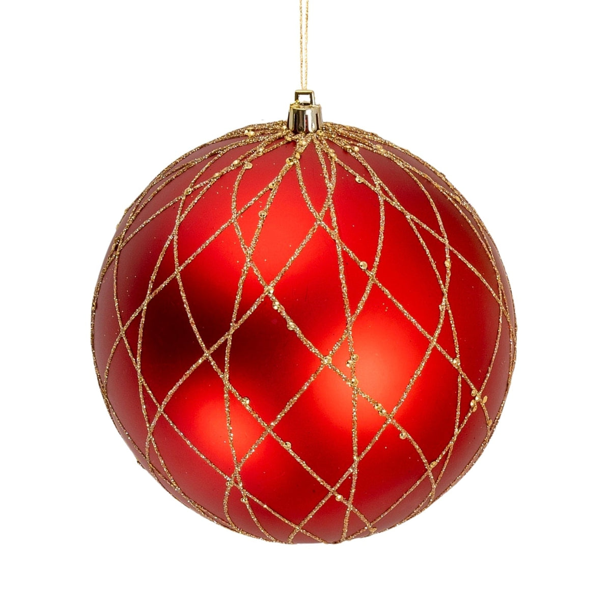 Matte Red & Textured Gold 6" Ball Ornament