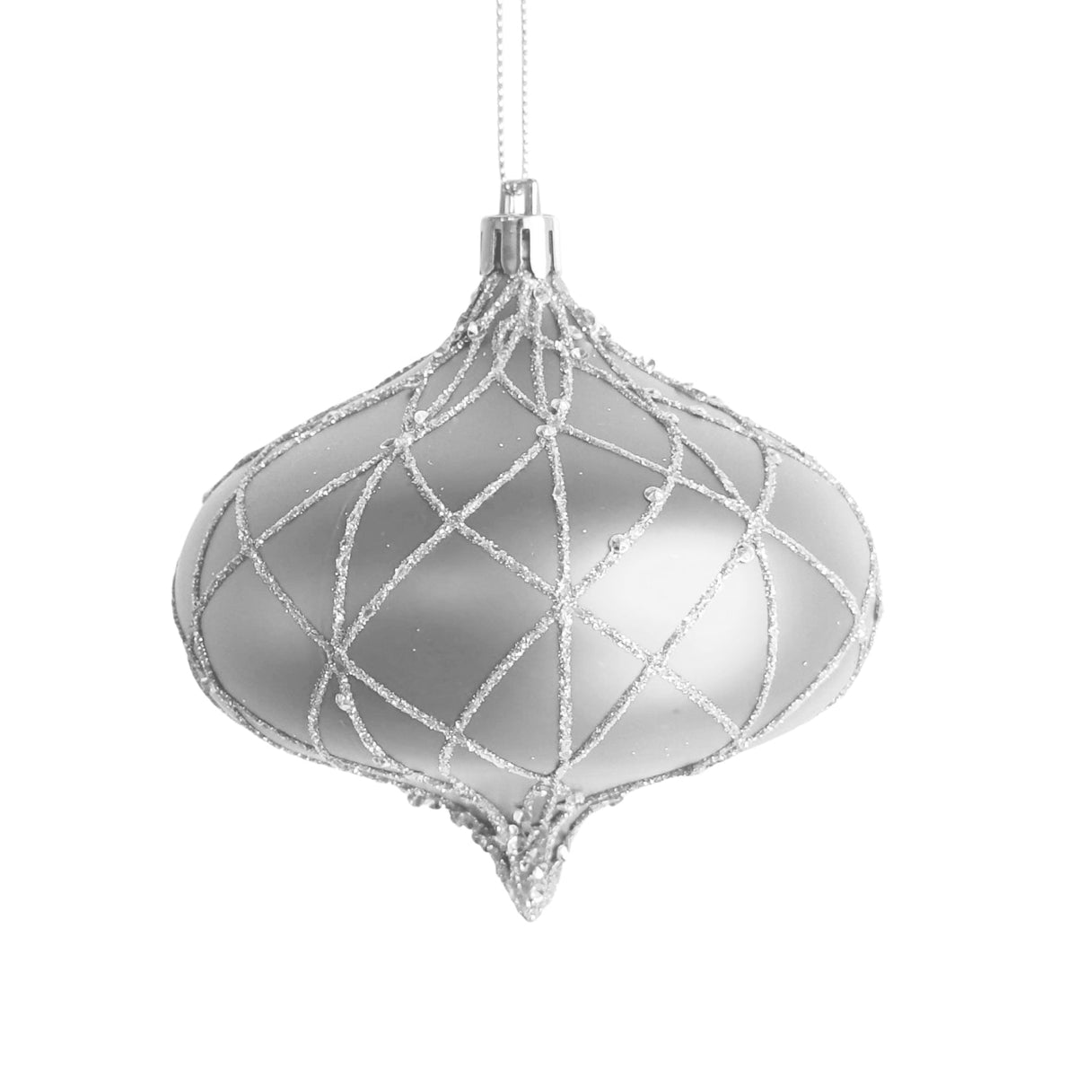 Matte Silver Textured Onion Ornament
