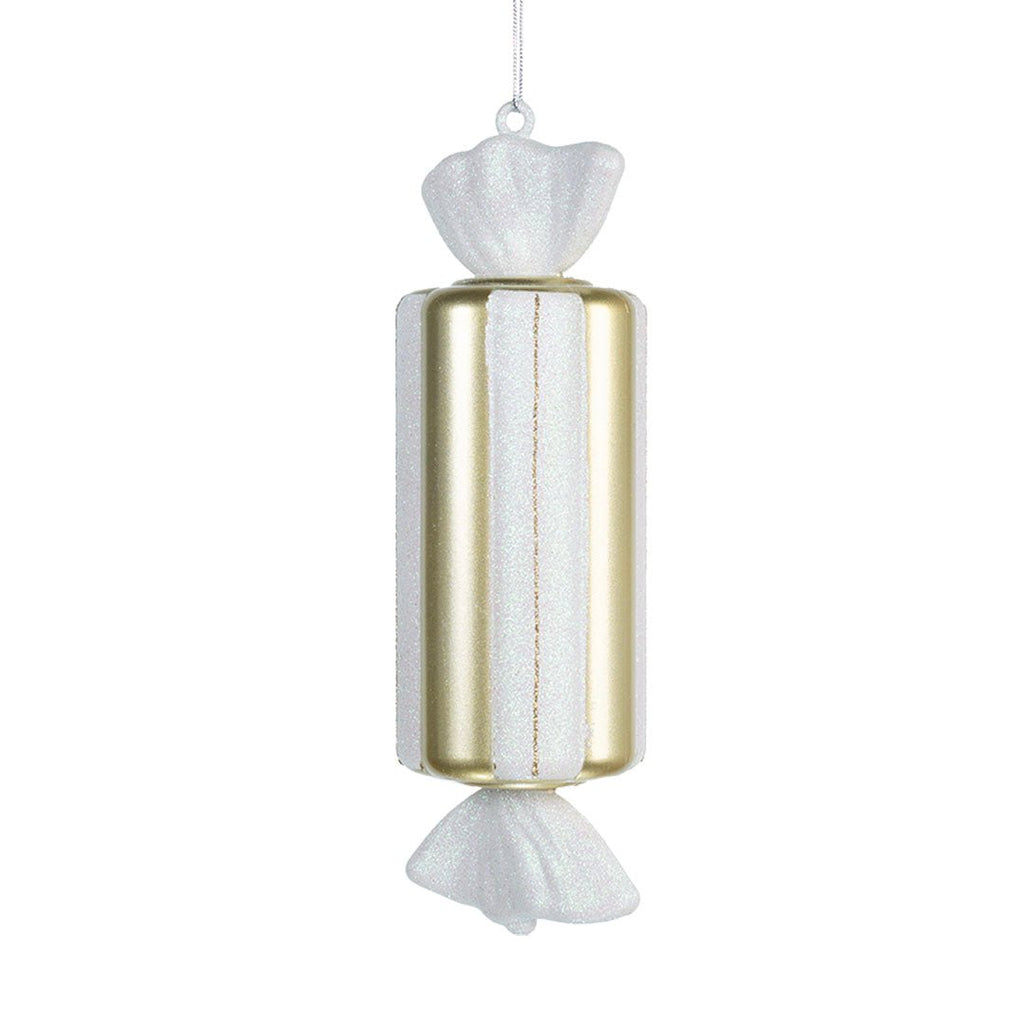 Matte White & Bright Champagne 12" BonBon Ornament