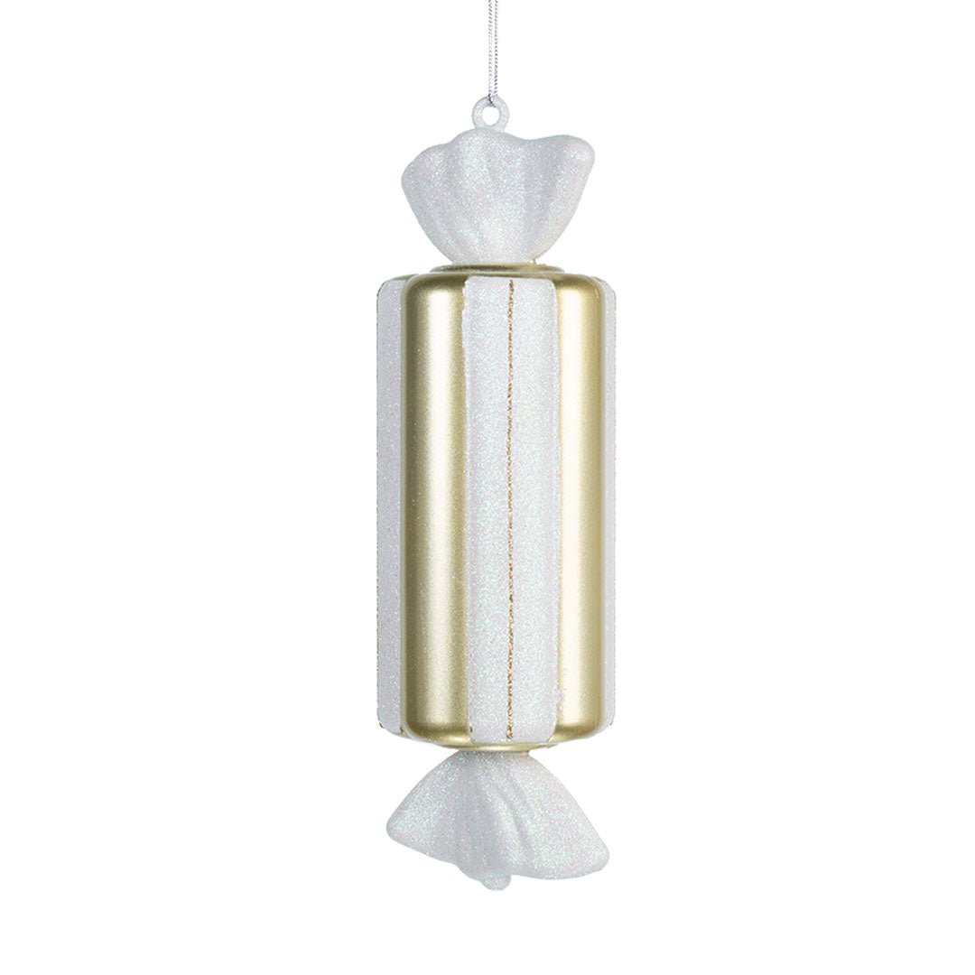 Matte White & Bright Champagne 12" BonBon Ornament