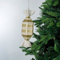 Matte White & Bright Champagne 12" Round Toffee Ornament