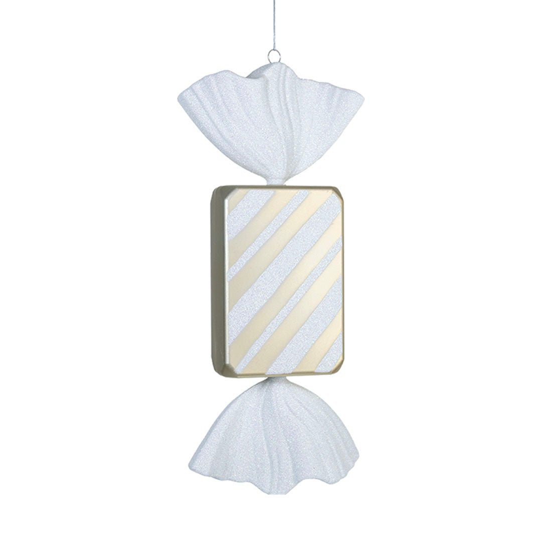 Matte White & Bright Champagne 18.5" Toffee Ornament