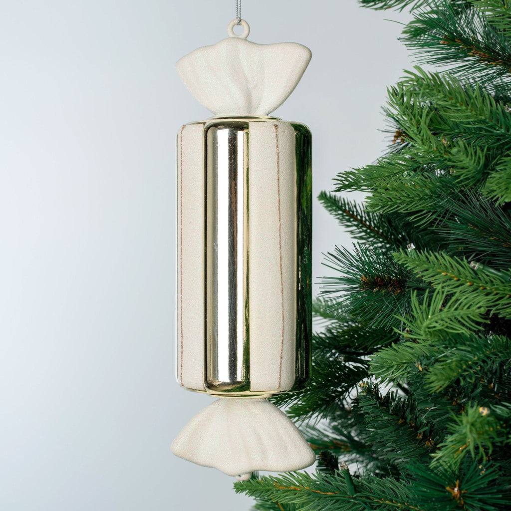 Matte White & Shiny Champagne 12" BonBon Ornament