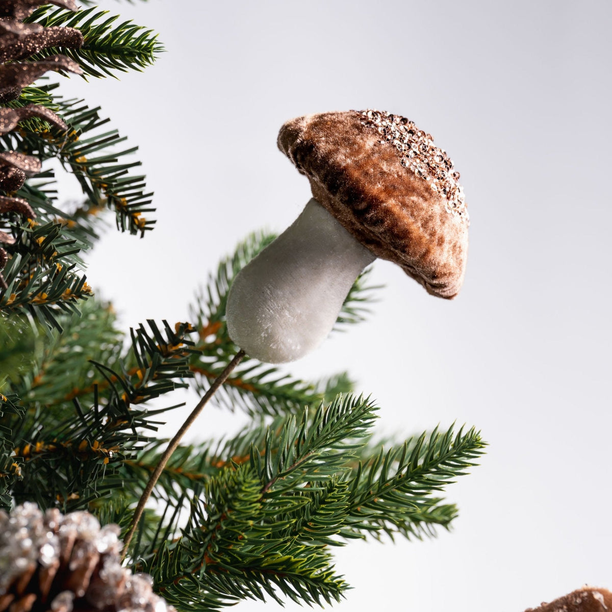 Medium Amber Mushroom Ornament With Rhinestones