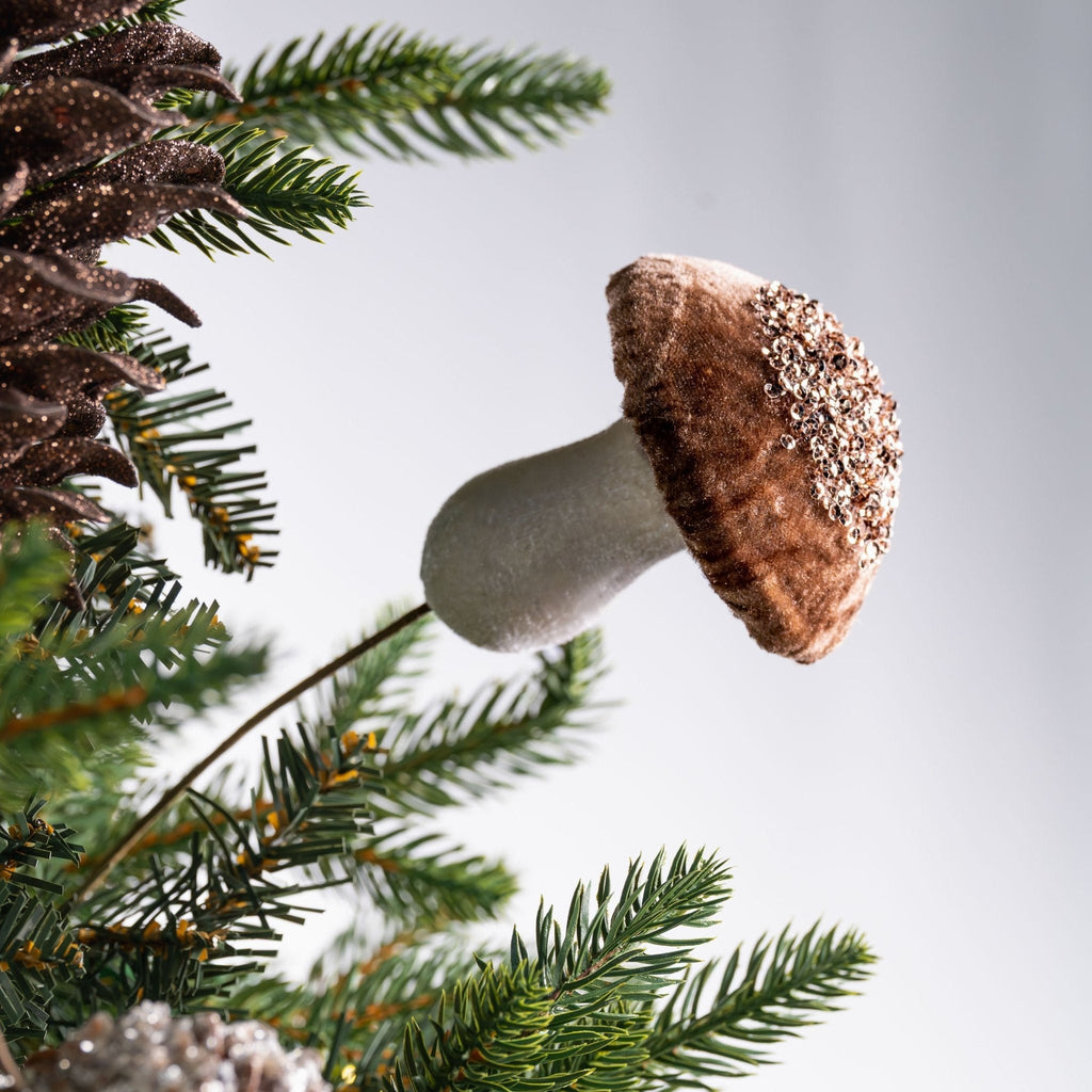 Medium Amber Mushroom Ornament With Rhinestones