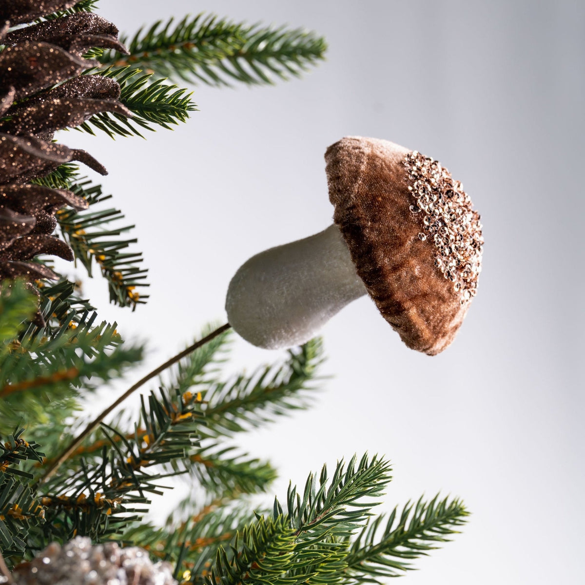 Medium Amber Mushroom Ornament With Rhinestones