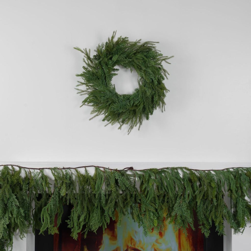 Green Real Touch Mixed Leaves Wreath 30"