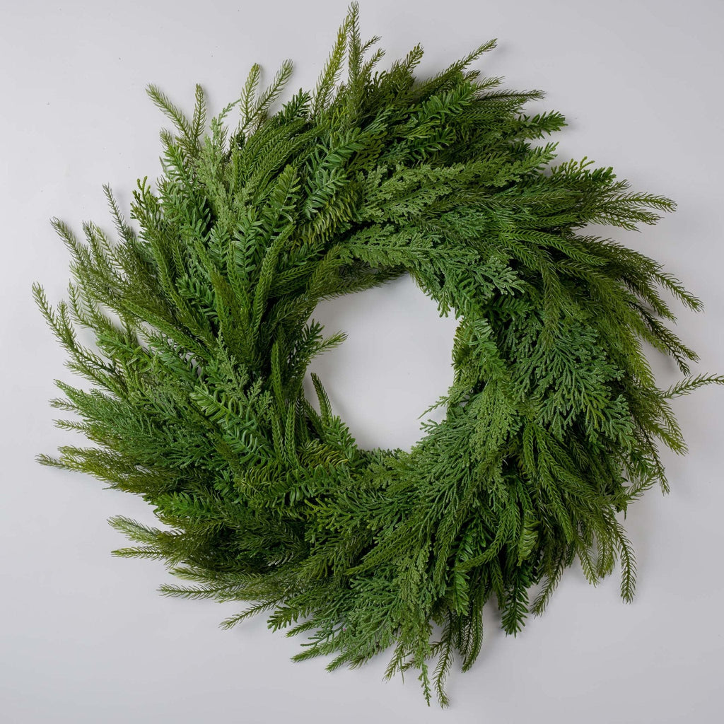 Green Real Touch Mixed Leaves Wreath 30"