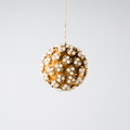 Mustard Pearl & Rhinestone Velvet Ornament 4"