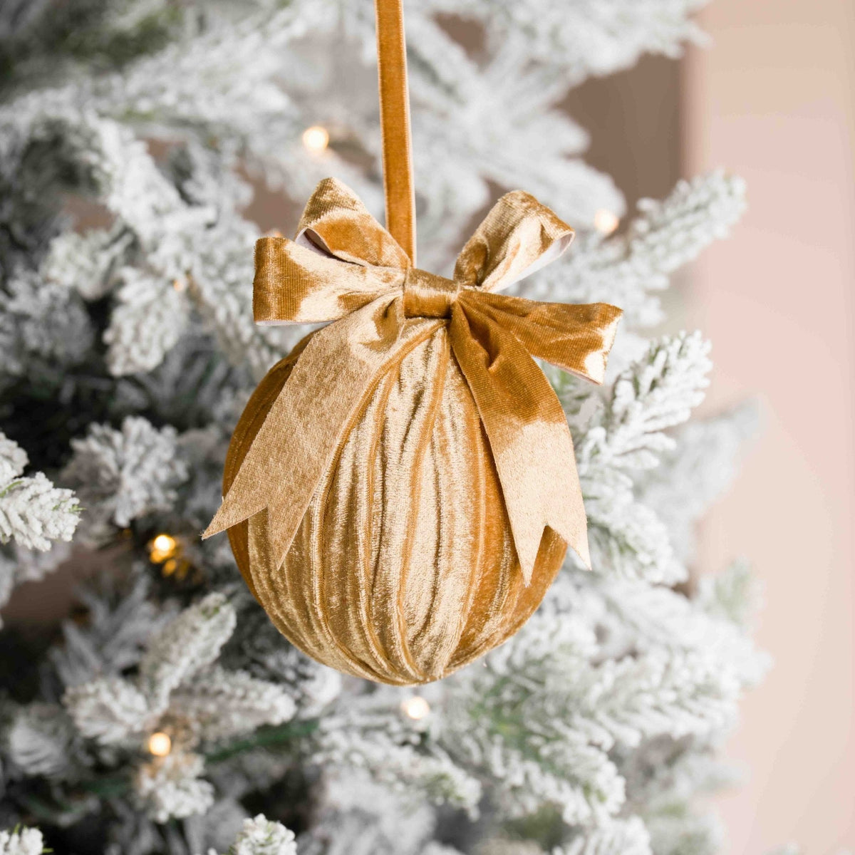 Mustard Velvet Ball Ornament