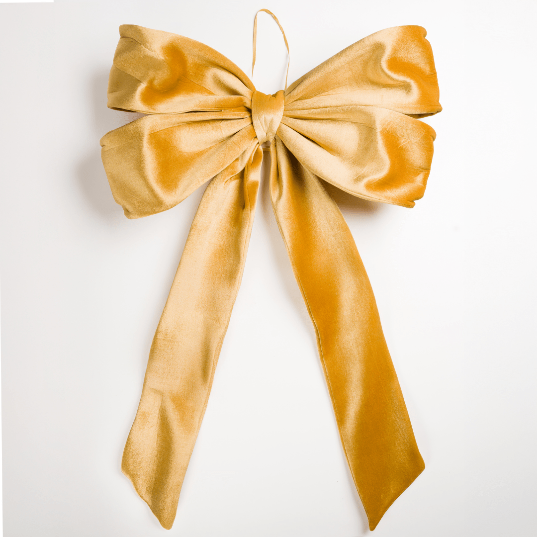 Mustard Velvet Festive Large Bow Topper