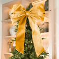 Mustard Velvet Festive Large Bow Topper