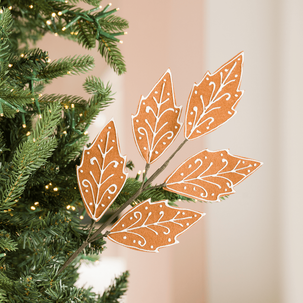Natural Felt Poinsettia Pick with Red Berries 13"