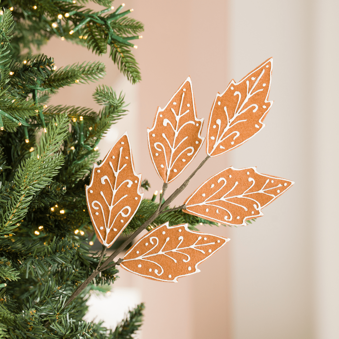 Natural Felt Poinsettia Pick with Red Berries 13"