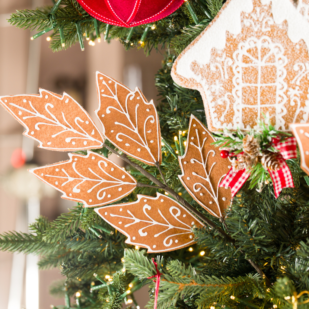 Natural Felt Poinsettia Pick with Red Berries 13"