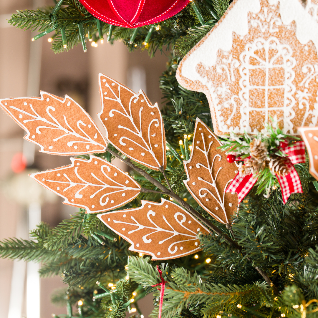 Natural Felt Poinsettia Pick with Red Berries 13"