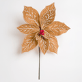 Natural Felt Poinsettia Pick with Red Berries