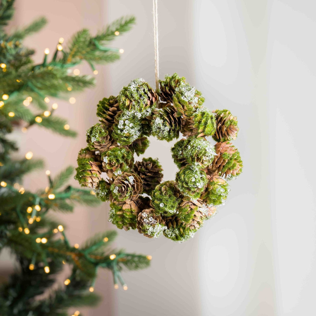 Natural Green Botanica Pinecone Mini Wreath Ornament