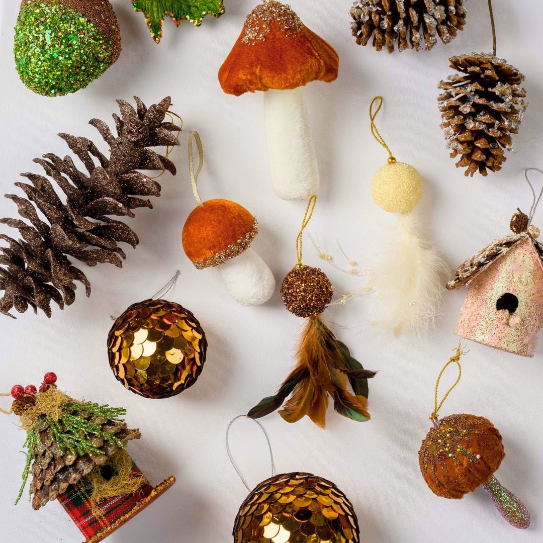 Orange & White Mushroom Ornament With Rhinestones