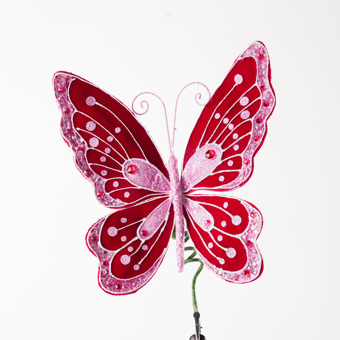 Pink Felt Butterfly Ornament 9"