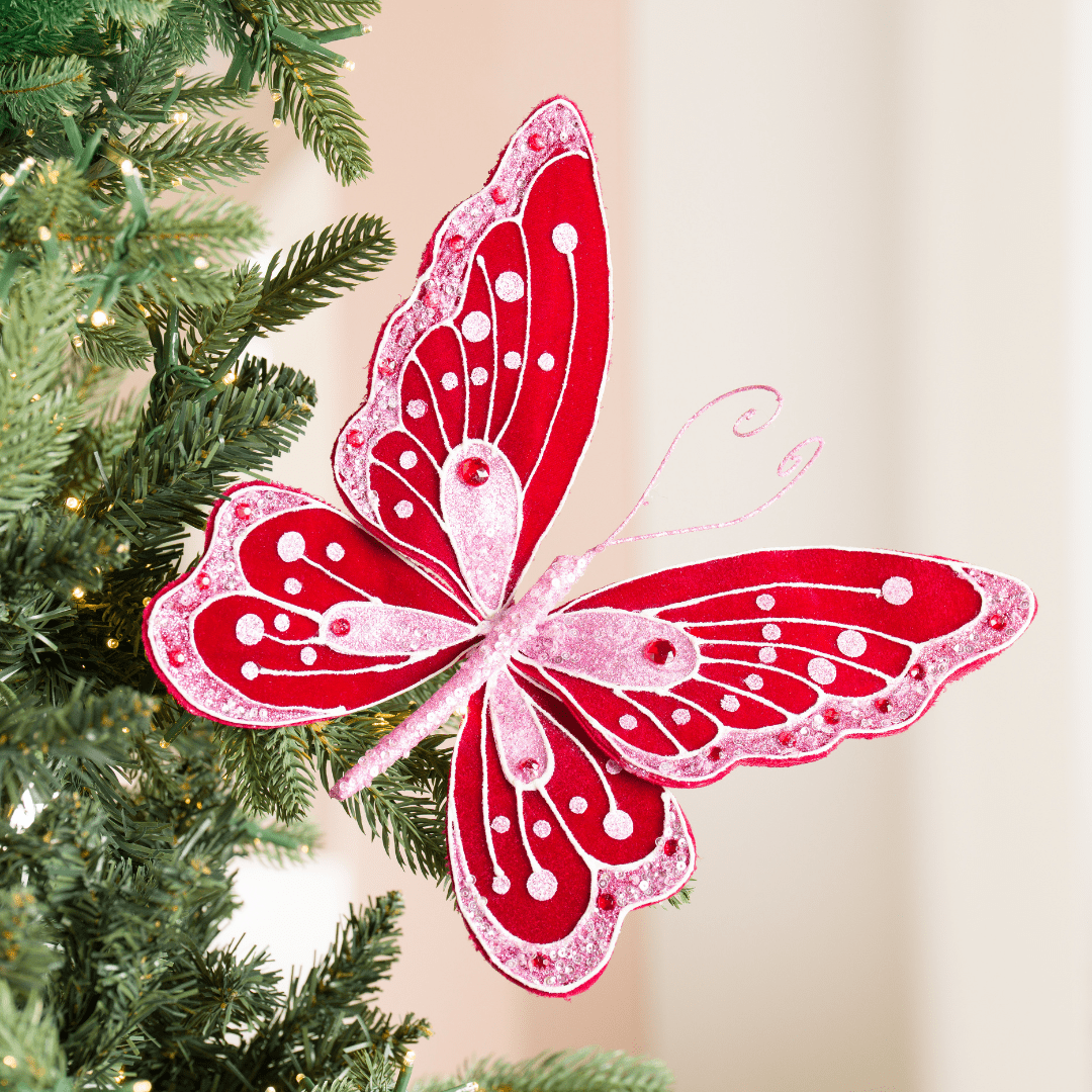 Pink Felt Butterfly Ornament 9"