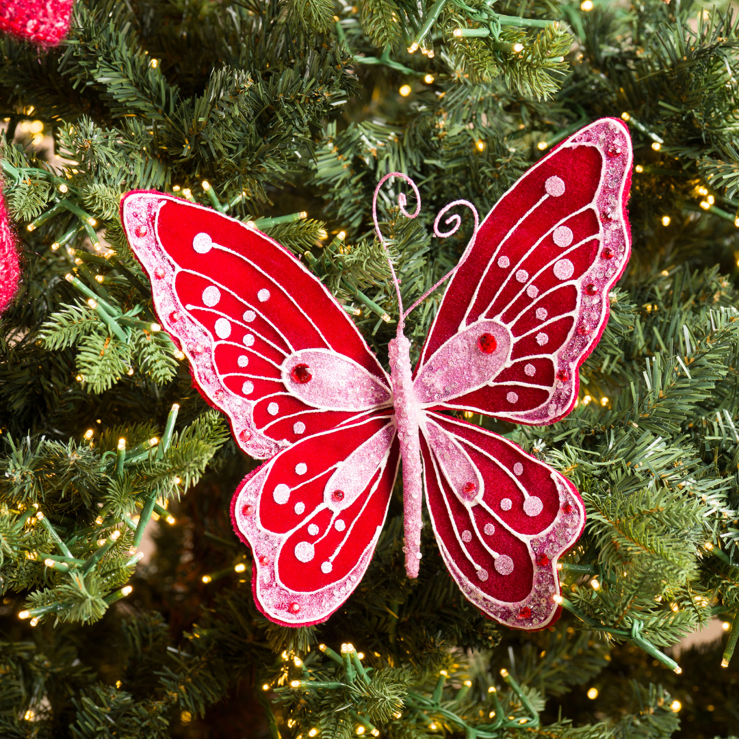 Pink Felt Butterfly Ornament 9"