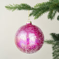 Pink Glass Ball Ornament With Sugar Beads