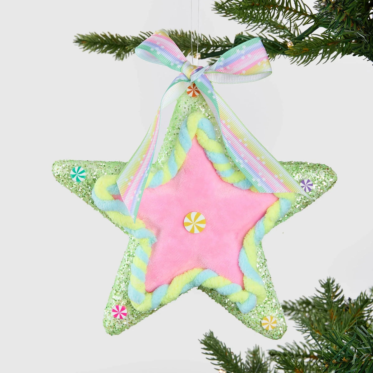 Pink & Green Star Cookie Ornament