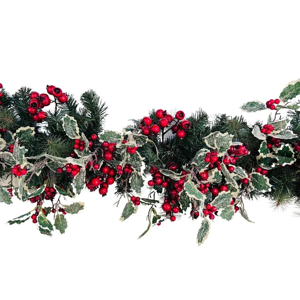 Red Berry and Holly Leaves Garland