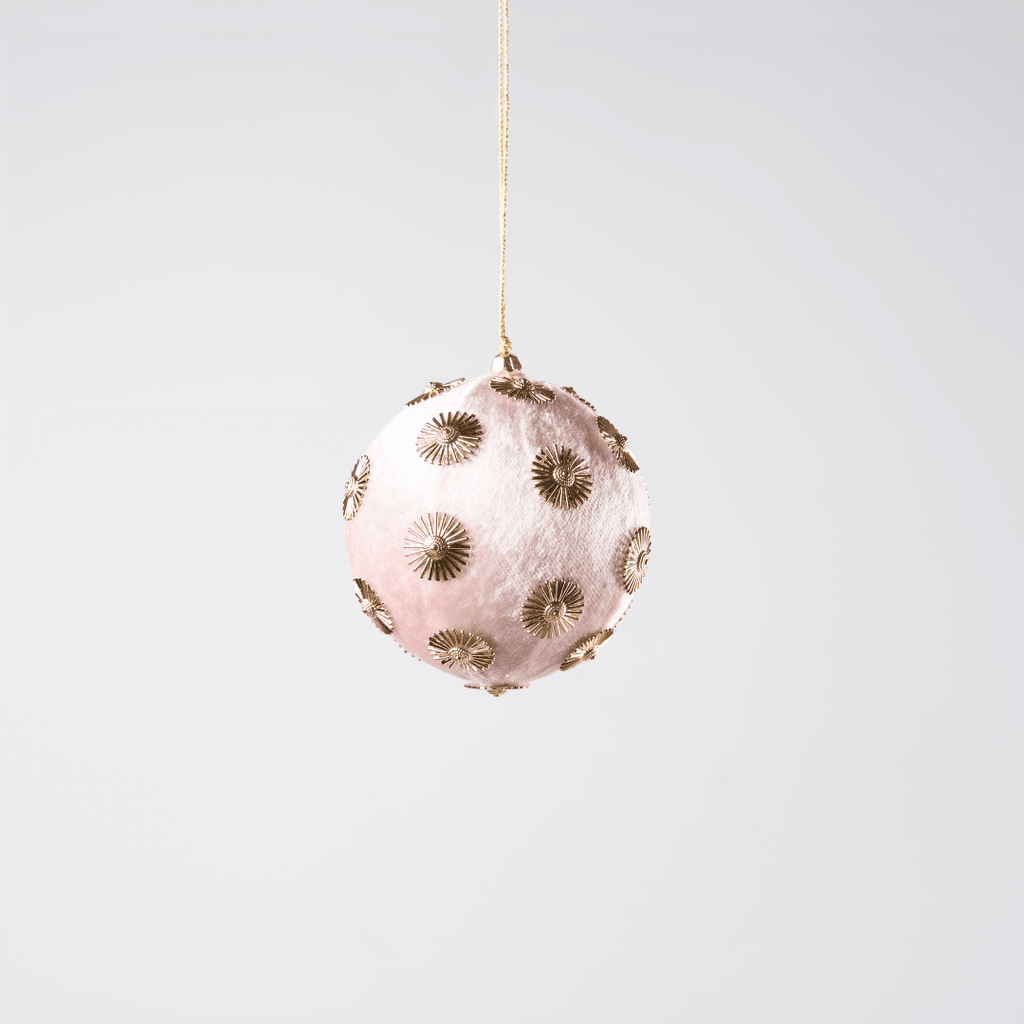Pink Sunflower Stud Velvet Ornament