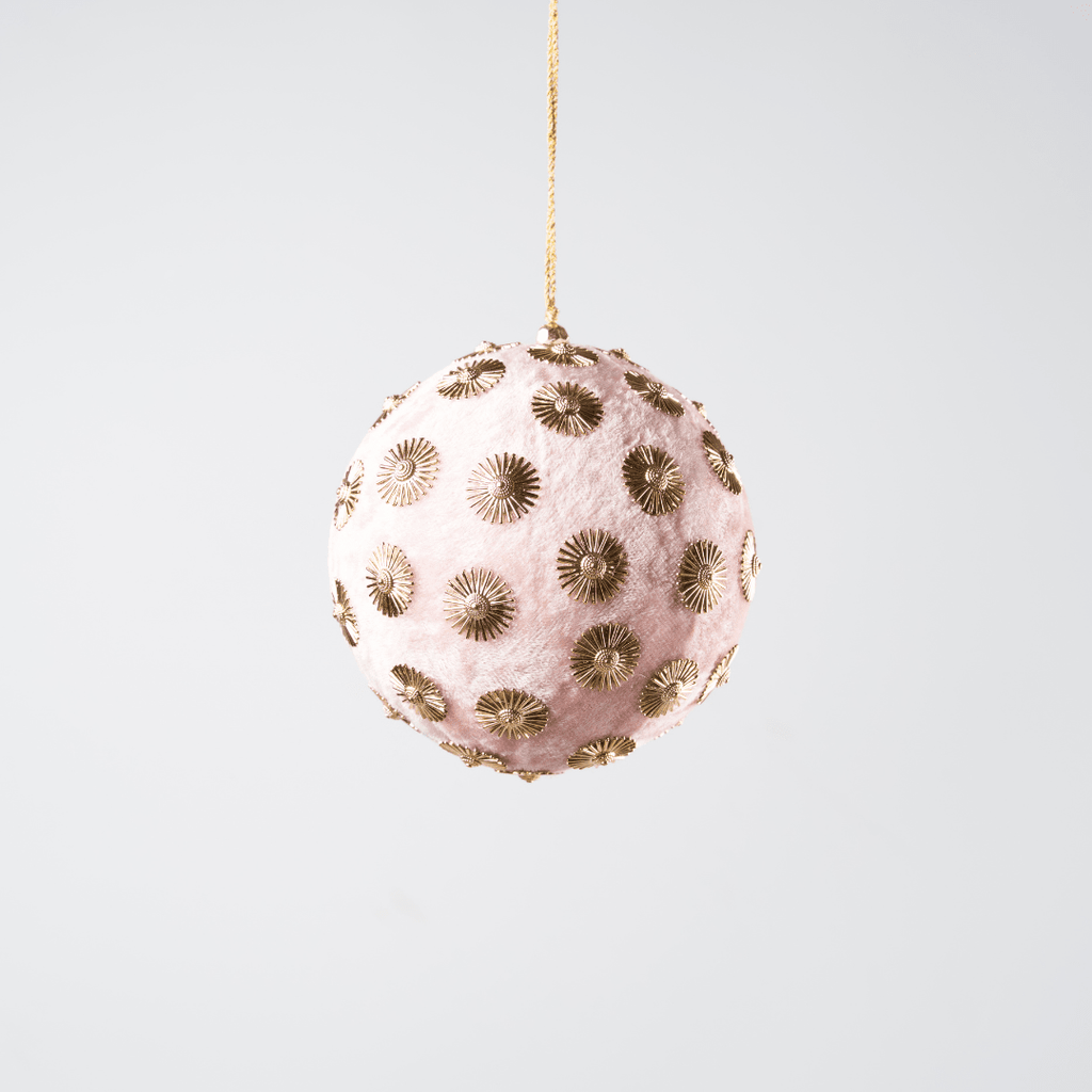 Pink Sunflower Stud Velvet Ornament
