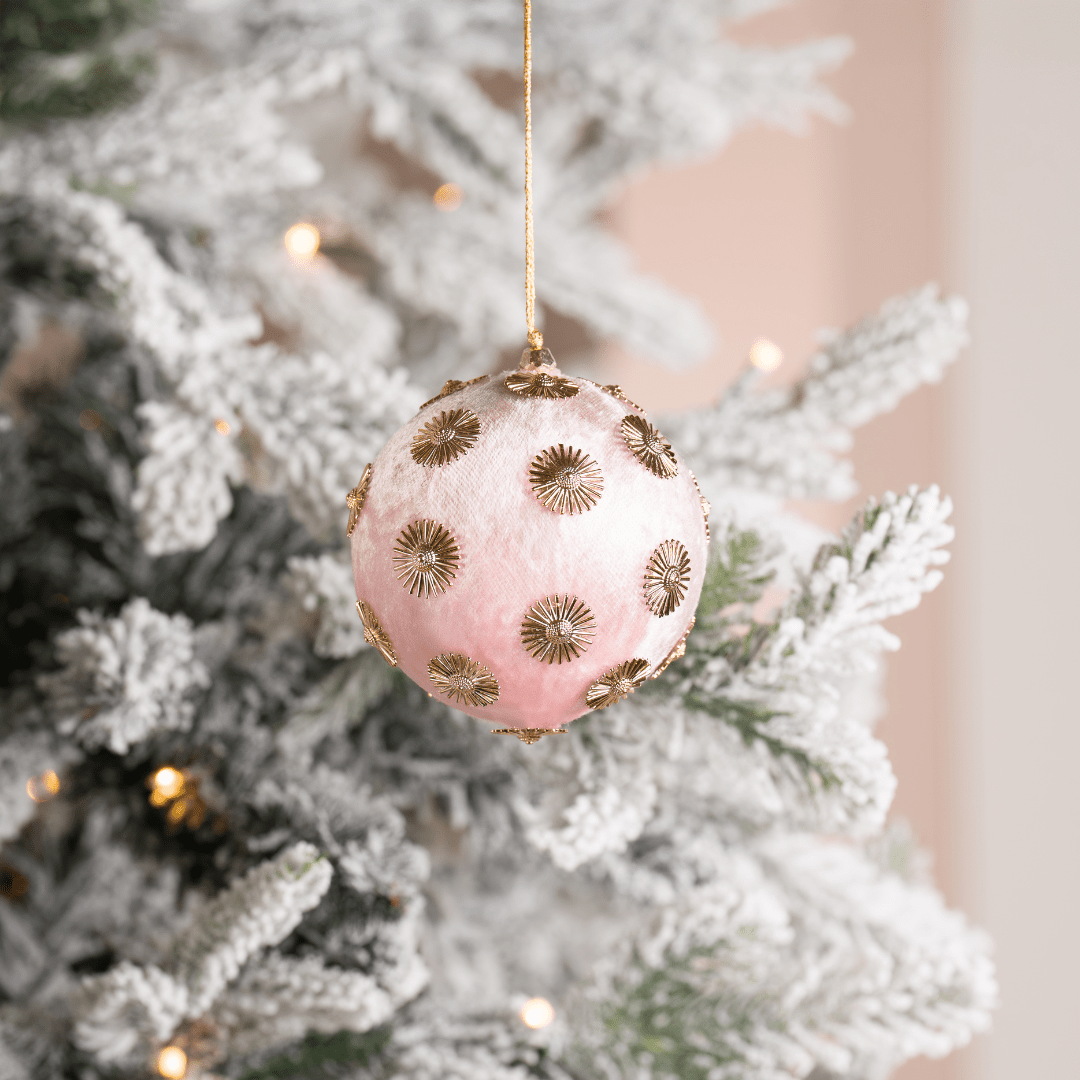 Pink Sunflower Stud Velvet Ornament