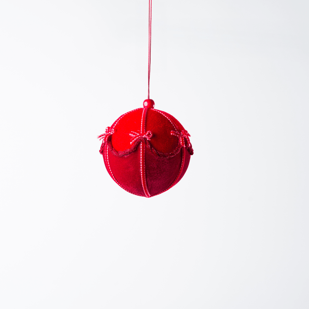 Red Ball Ornament with Bow