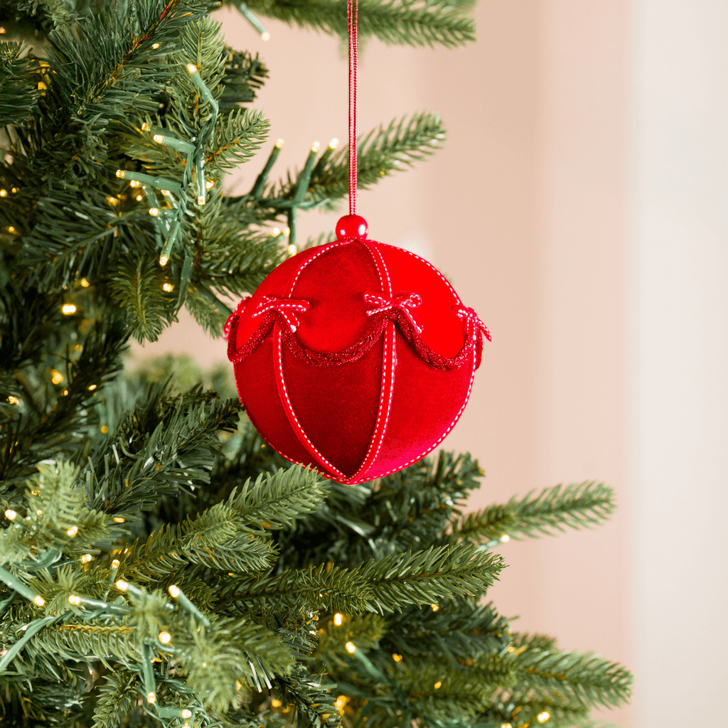 Red Ball Ornament with Bow