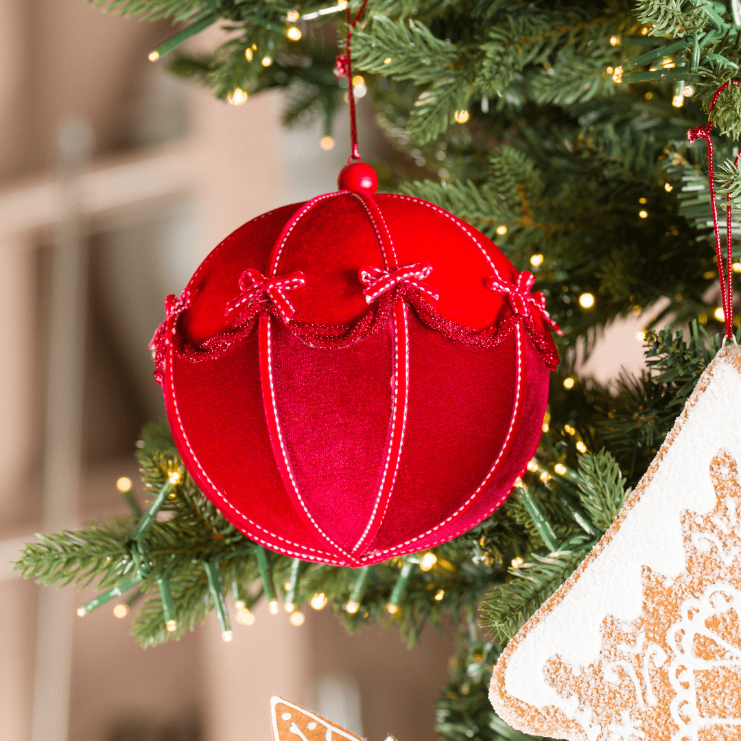 Red Ball Ornament with Bow