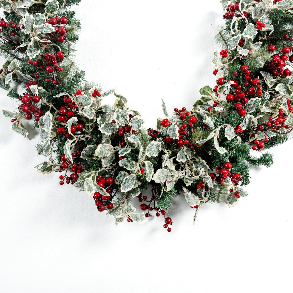 Red Berry and Holly Leaves Garland