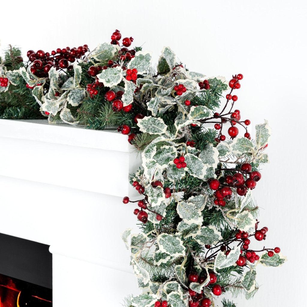 Red Berry and Holly Leaves Garland
