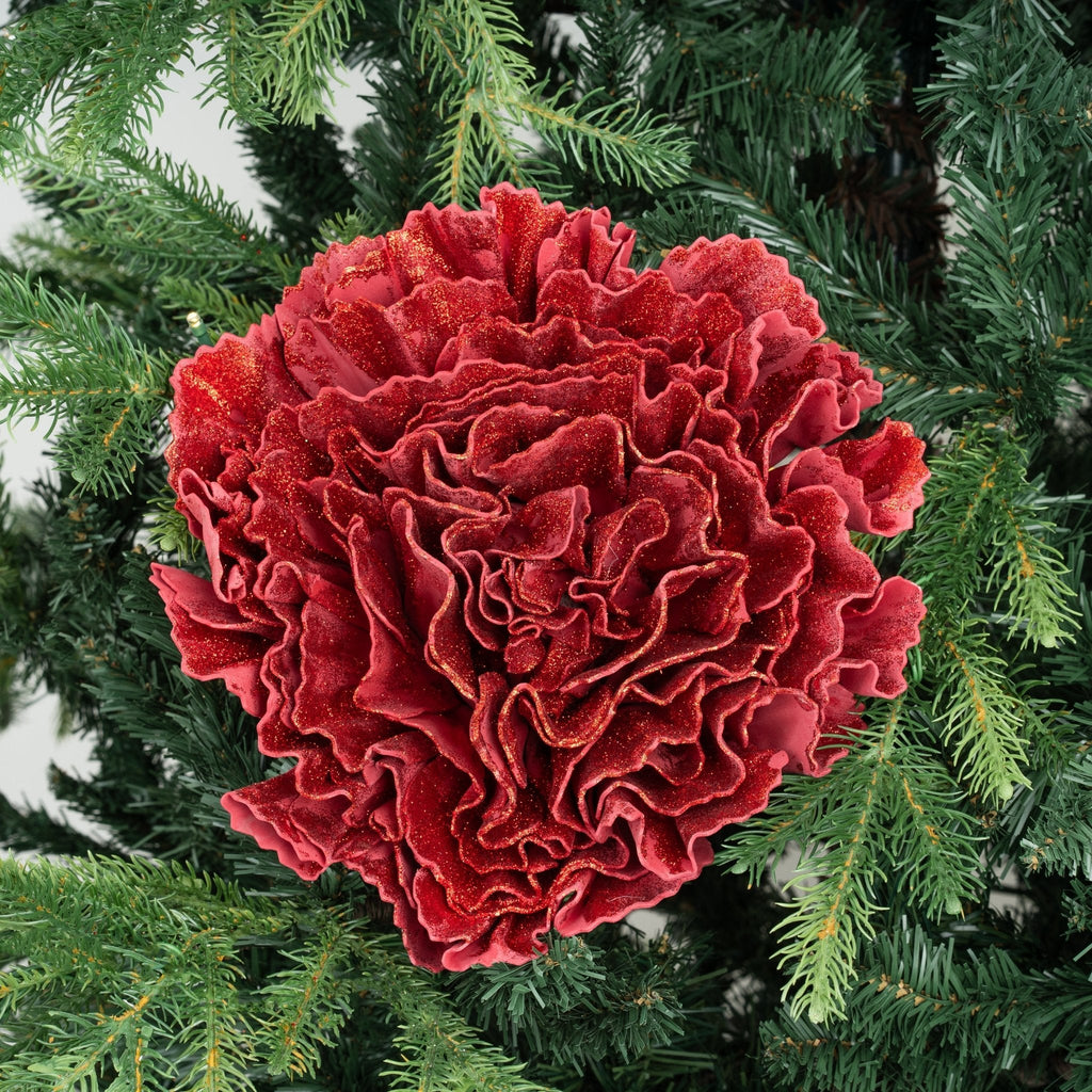 Red Carnation Flower with Glitter