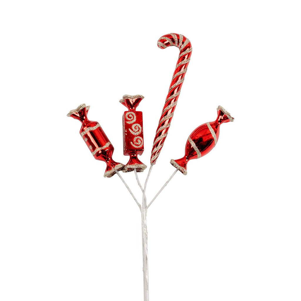 Red & Champagne Candy Cane Pick