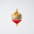 Red Embellished Round Ornament with Gold Thread Detail