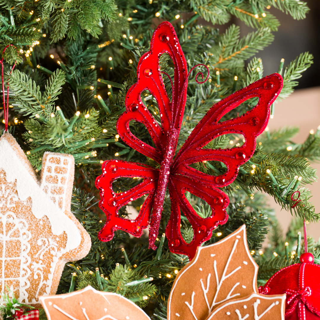 Red Felt Butterfly Ornament 8"