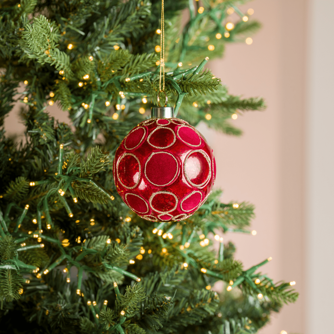 Red Glass Ball with Red Velvet Spheres