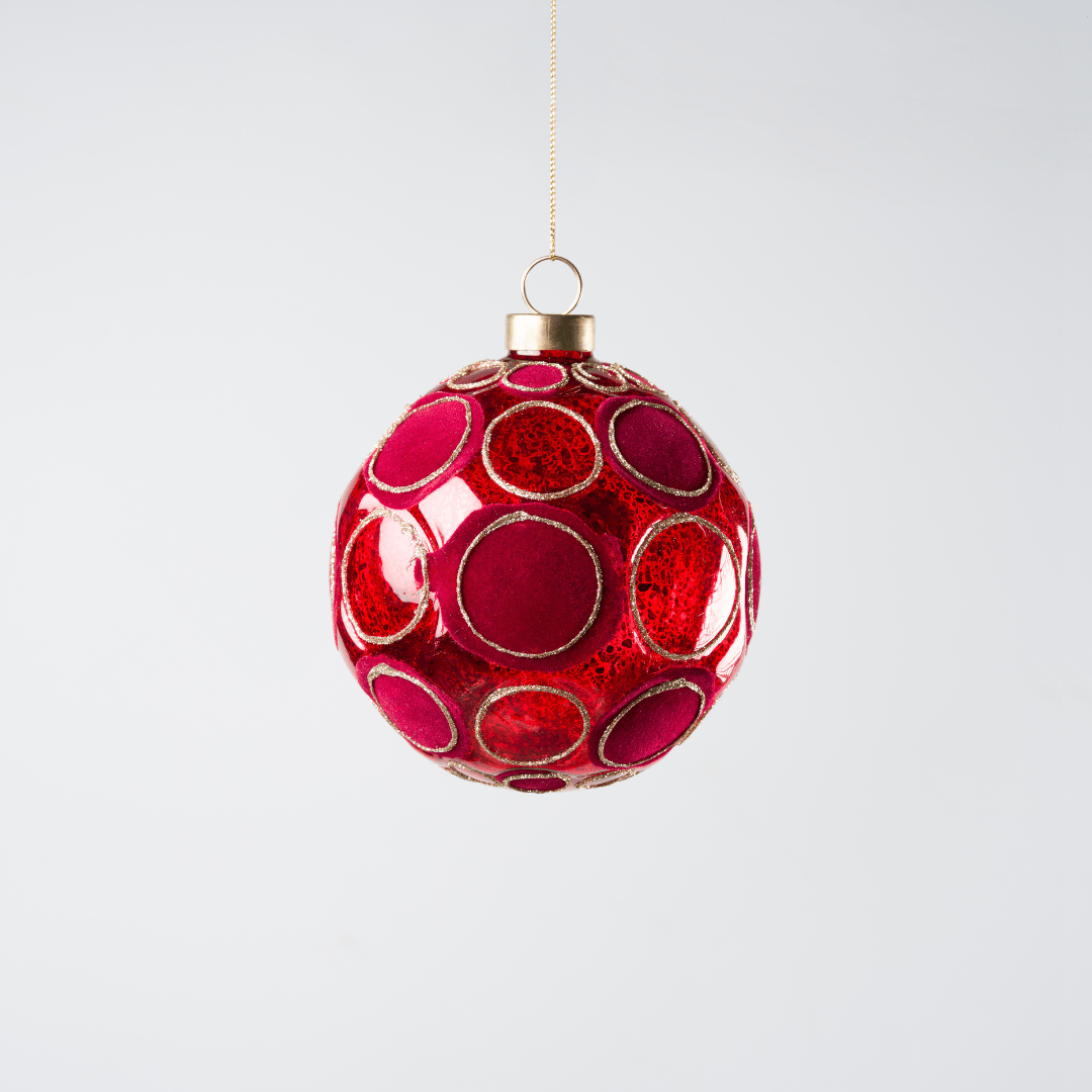 Red Glass Ball with Red Velvet Spheres