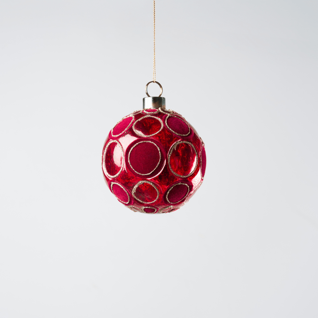 Red Glass Ball with Red Velvet Spheres