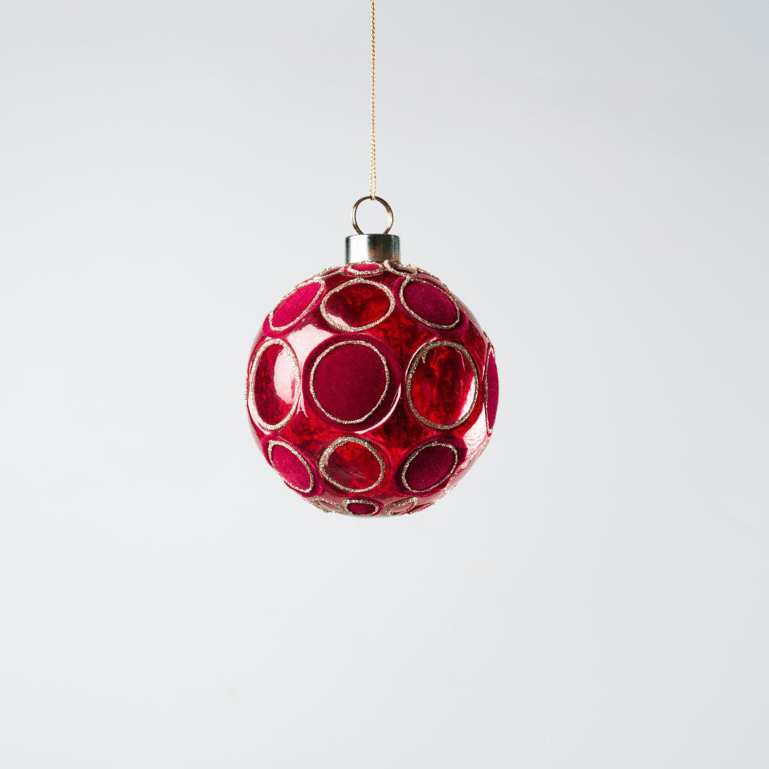 Red Glass Ball with Red Velvet Spheres