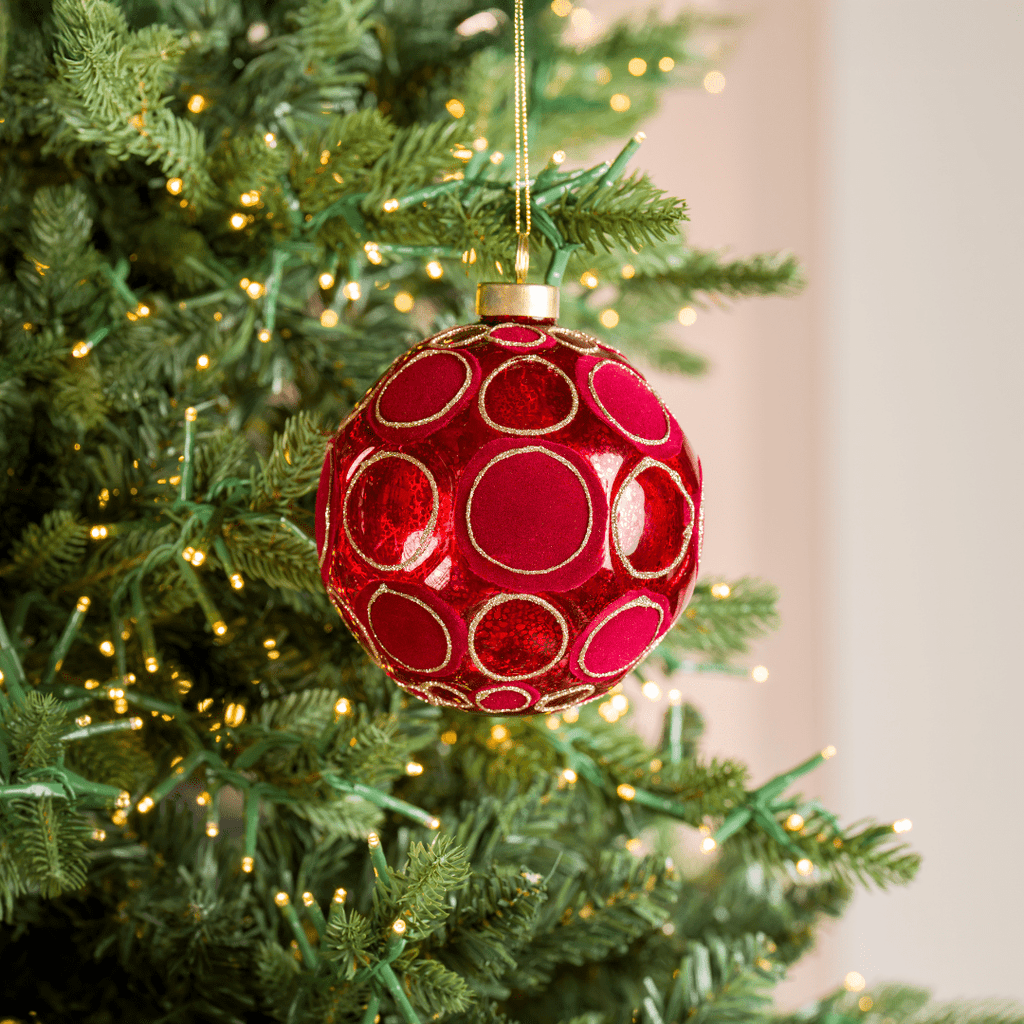 Red Glass Ball with Red Velvet Spheres